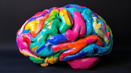 Vibrant Colorful Brain Sculpture