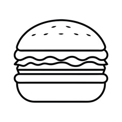 Simple Line Art Drawing of a Delicious Hamburger