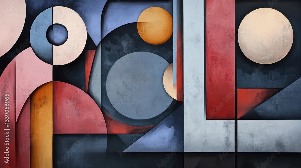 Aufkleber abstract geometric art with muted colors and layered shapes.