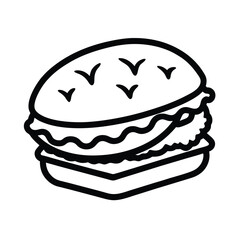 Delicious Burger Line Art Simple, Tasty, Fast Food Illustration