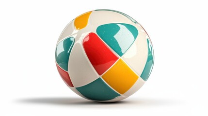 Naklejka premium Colorful Beach Ball with Geometric Patterns on a White Background