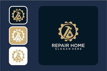 Modern Repair Home Logo Design Variations