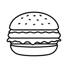 Delicious Double Cheeseburger Line Art Simple Fast Food Drawing