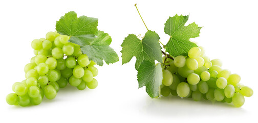 Obraz premium set of green grapes isolated on a white background