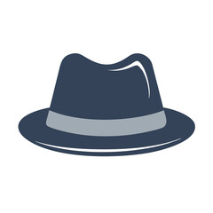 Dark blue classic fedora hat illustration