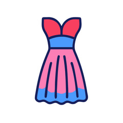Pink and blue cocktail dress icon