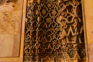 Carved stone decorations of the mihrab of Great Mosque of Divrigi