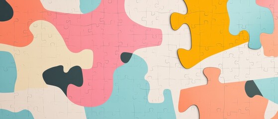 Cute geometric puzzle design with soft minimal color transitions