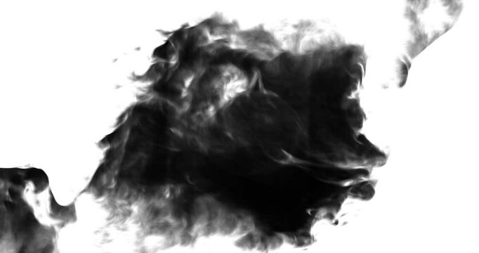 Gust of smoke moves from left to right revealing a dark background. Smoke transition mask, compositing element 4k