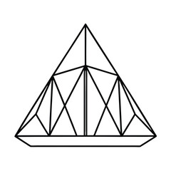 Geometric Triangular Diamond Facet Diagram, Line Art Illustration