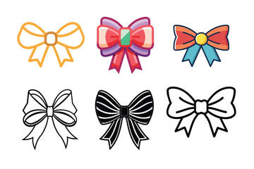 Collection of Colorful and Monochrome Bow vector
