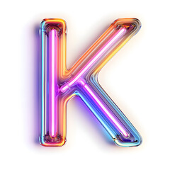 Obraz premium Glowing neon letter K creates a vibrant visual display with colorful illumination effects