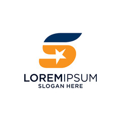 Orange and Blue Letter S Logo with Star Design