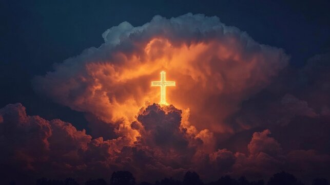 Radiant Cross Ascending Above the Clouds