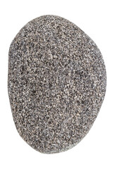 Top view of single black pebble isolated on white background.