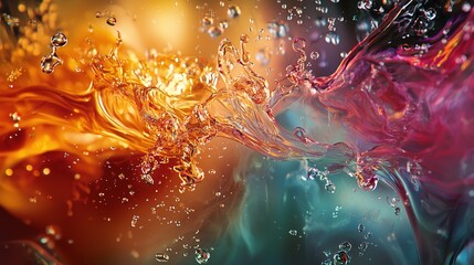Vibrant Liquid Motion with Colorful Splashes