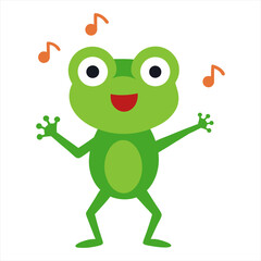 Vector illustration of a frog dancing and singing