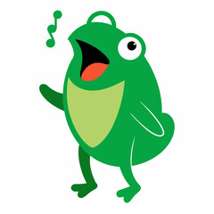 Vector illustration of a frog singing