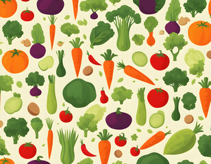 Flat vector background illustration of vegetables background