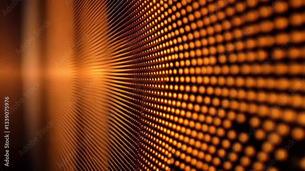 Aufkleber transitioning with vivid orange popping grids creating a striking visual effect in a dynamic space, 