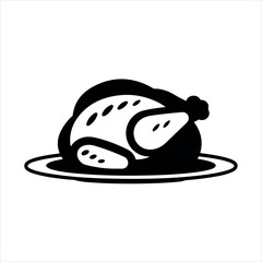 Roasted chicken or turkey on a plate Silhouette
