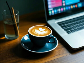 cup of coffee and laptop