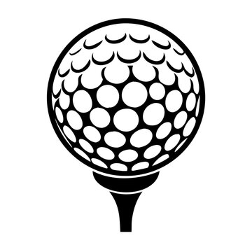recommend clip art: Golf ball on tee icon in black and white