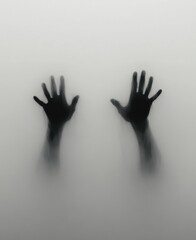 Silhouetted hands reaching out, blurred and faded against a muted, dreamy background