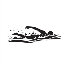Silhouette of a swimmer diving into the water
