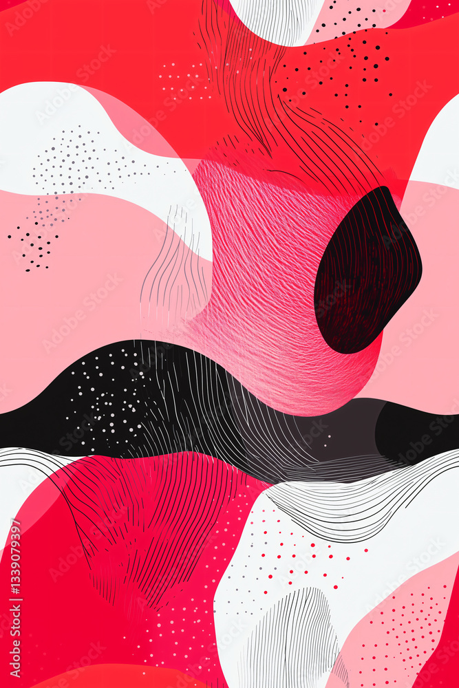 Poster abstract wave pattern: a dynamic and colorful abstract wave pattern. it showcases an interplay of bo