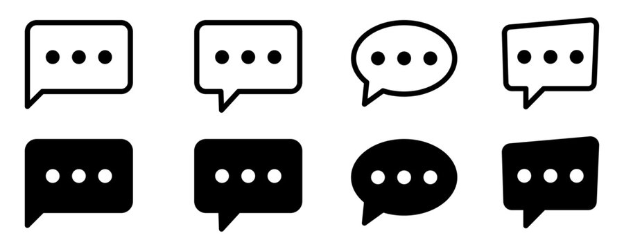 Chat icon. Set of talk bubble speech icons. Message icon.