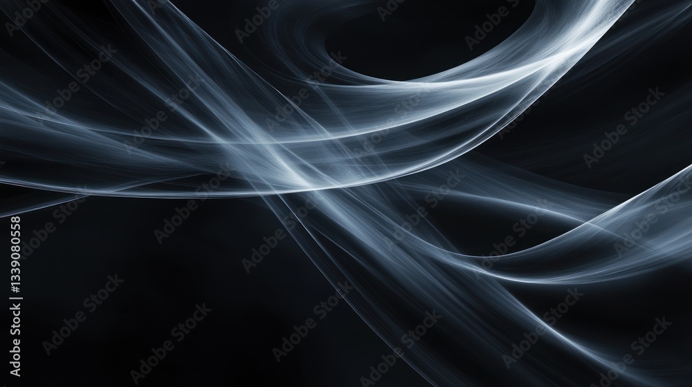 Aufkleber abstract grayscale flowing lines on dark background.