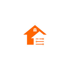 Orange House Icon with Checklist Symbol