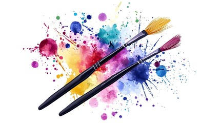 Fototapeta premium Vibrant watercolor paint palette with brushstrokes colorful splashes and dynamic fluid effects Creative abstract perfect for creative projects