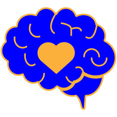 Healthy Brain with Heart Icon with Transparent Background – Mental Health Awareness, Emotional Intelligence, Cognitive Wellness, Self-Care Concept, Vector Design