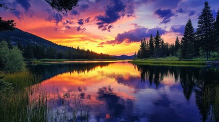 Serene Sunset Over a Calm Lake