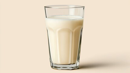 Glass of Creamy Milk on Beige Background