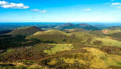 Fototapeta premium Regional natural park of Auvergne Volcanoes, Puy de Dome department, Auvergne-Rhone-Alpes, France