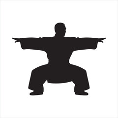 Martial Artist in a Karate Stance Silhouette
