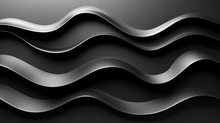 Obraz premium Abstract grayscale wavy lines, metallic texture background.
