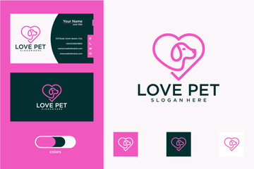 Pink and Dark Green Pixel Art Dog Heart Logo Design for Pet Business