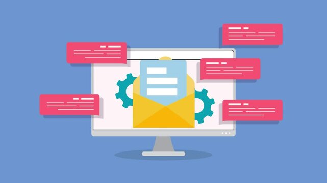 Seamless Email Automation, 2D Animation Showcasing Smart Marketing Software for Effortless Customer Engagement & Automated Responses