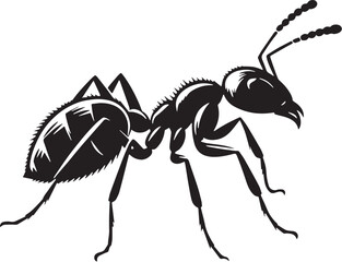Black Ant Silhouette Vector, High Quality Illustration on White Background
