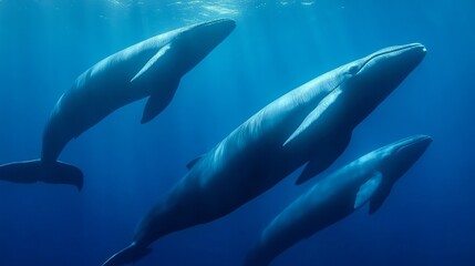 Obraz premium Majestic Whales in the Deep Blue Sea