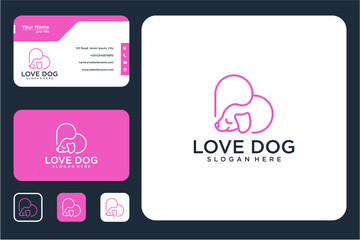 Pink Dog Logo Design On Business Cards