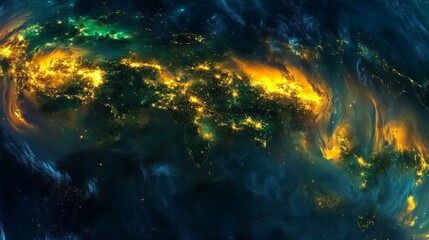 Fototapeta premium Global City Lights from Space: A Stunning Night View