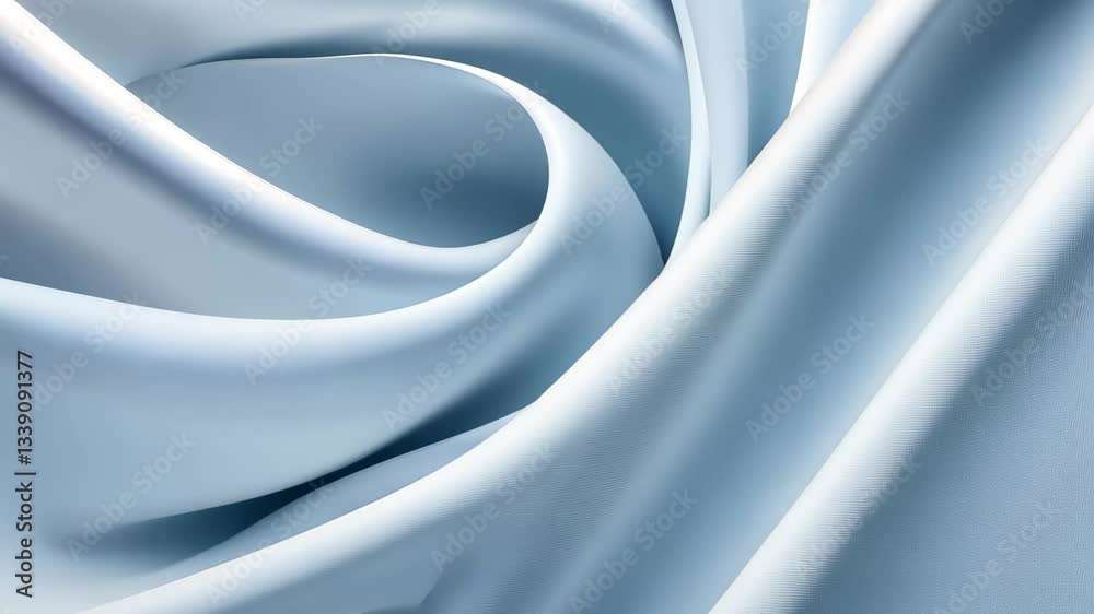 Poster Dynamic abstract wave curves in soft blue fabric background with flowing motion and elegance, Abstract Wave Curves - ing Video Background with Dynamic Light Effects