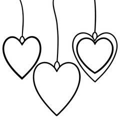 Floating Heart Ornaments Line Art