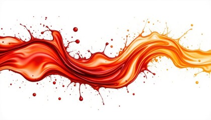 A dynamic and eye catching advertising concept featuring a vibrant cola wave swirl splash with splatters