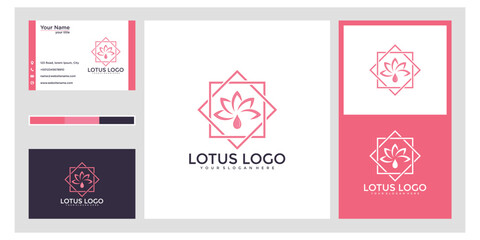Pink Lotus Flower Logo Design on Business Cards